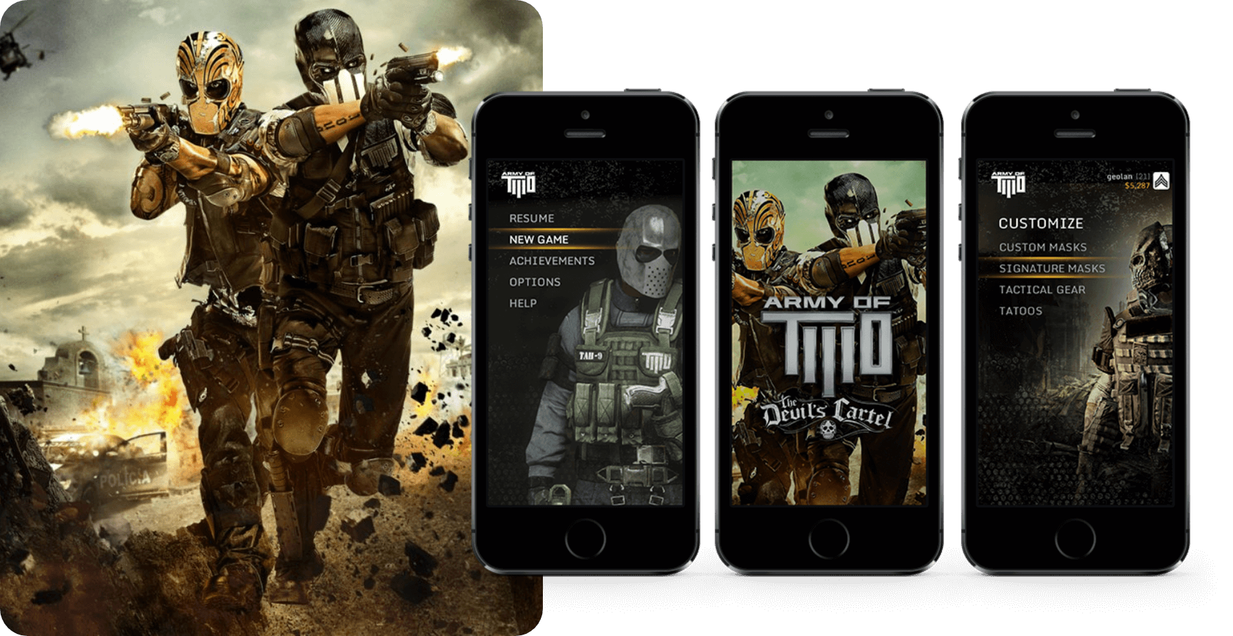 Army of Two menu design