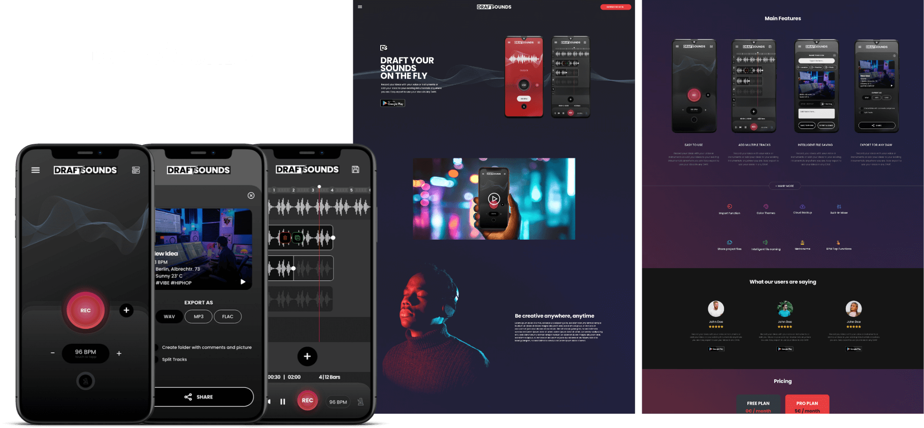 Draft Sounds screens